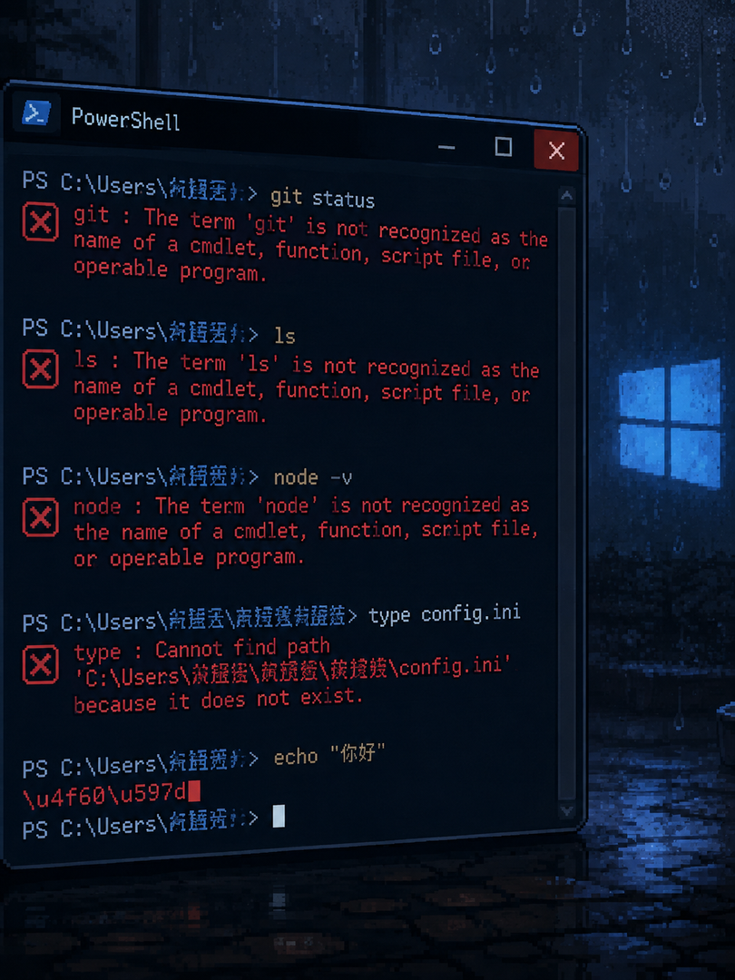 PowerShell 终端报错与中文乱码